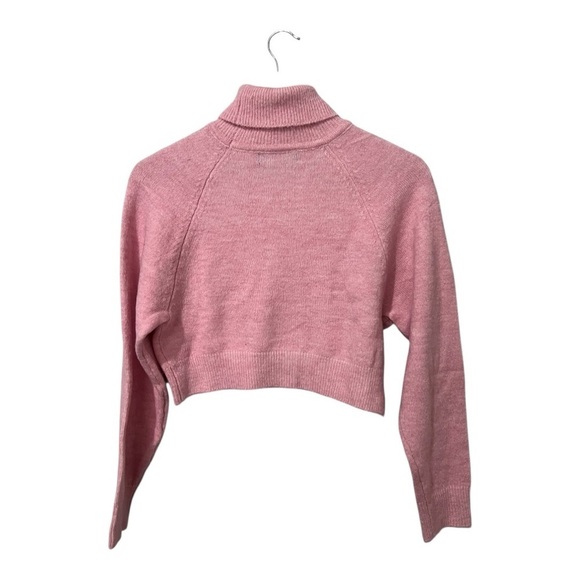 MNG Mango Pink Turtleneck Sweater Womens Size 2XS Crop Long Sleeves XXS - Picture 3 of 6